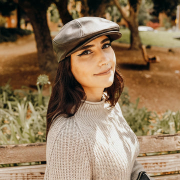 Bookie | Womens Brown Leather Flat Cap