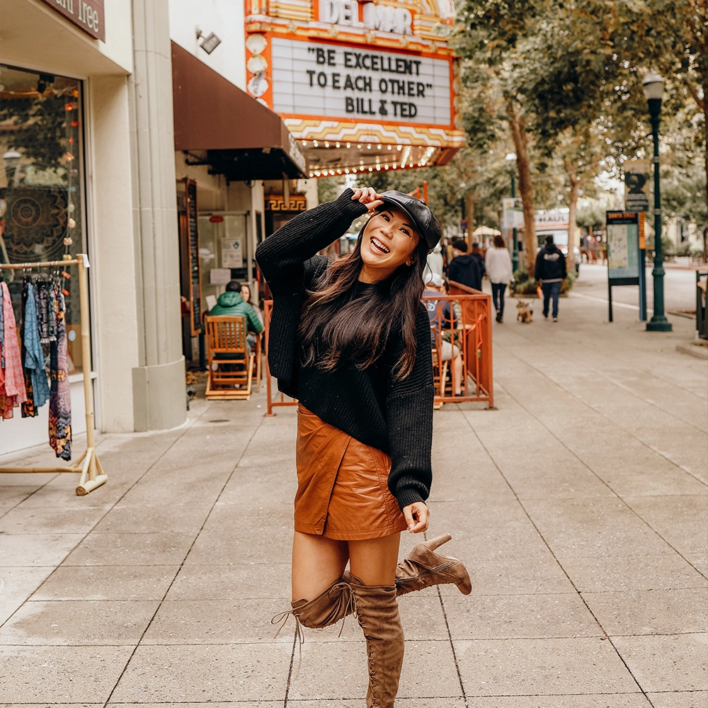 Bourbon St | Womens Black Leather Cap
