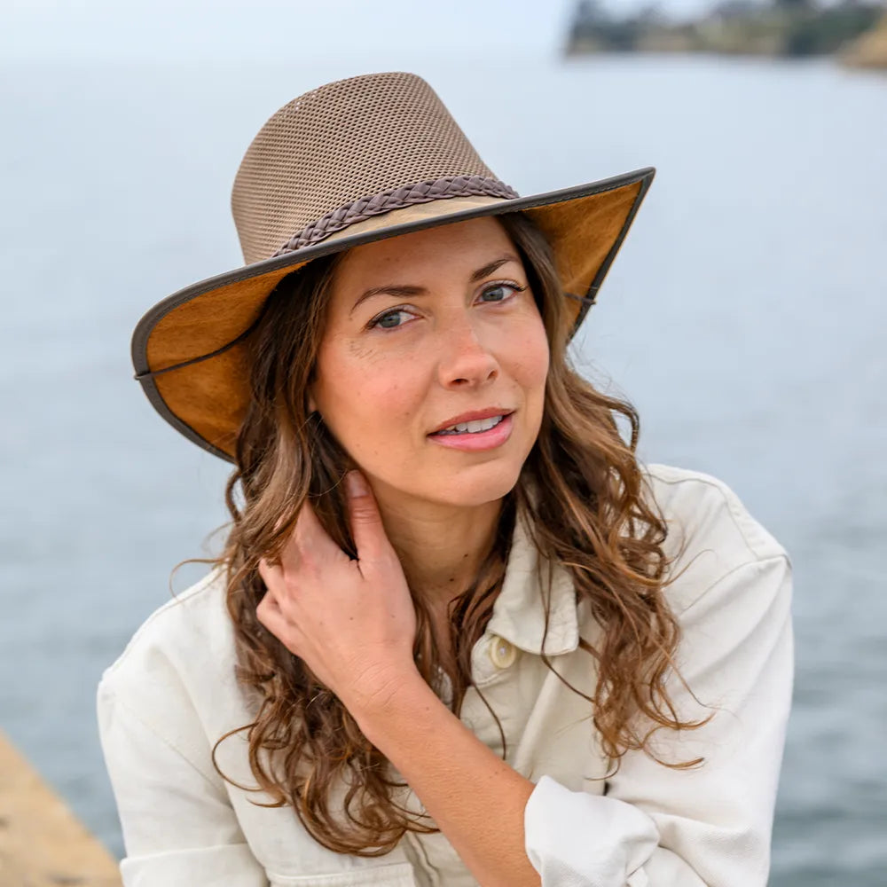 Breeze | Womens Bomber Brown Wide Brim Sun Hat