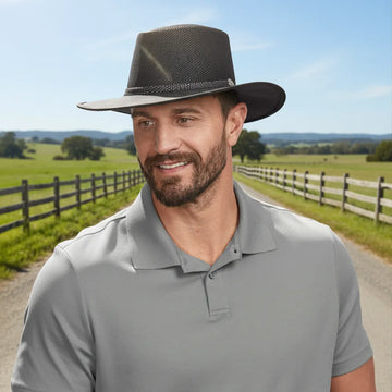 Cabana | Mens Black Breathable Wide Brim Sun Hat