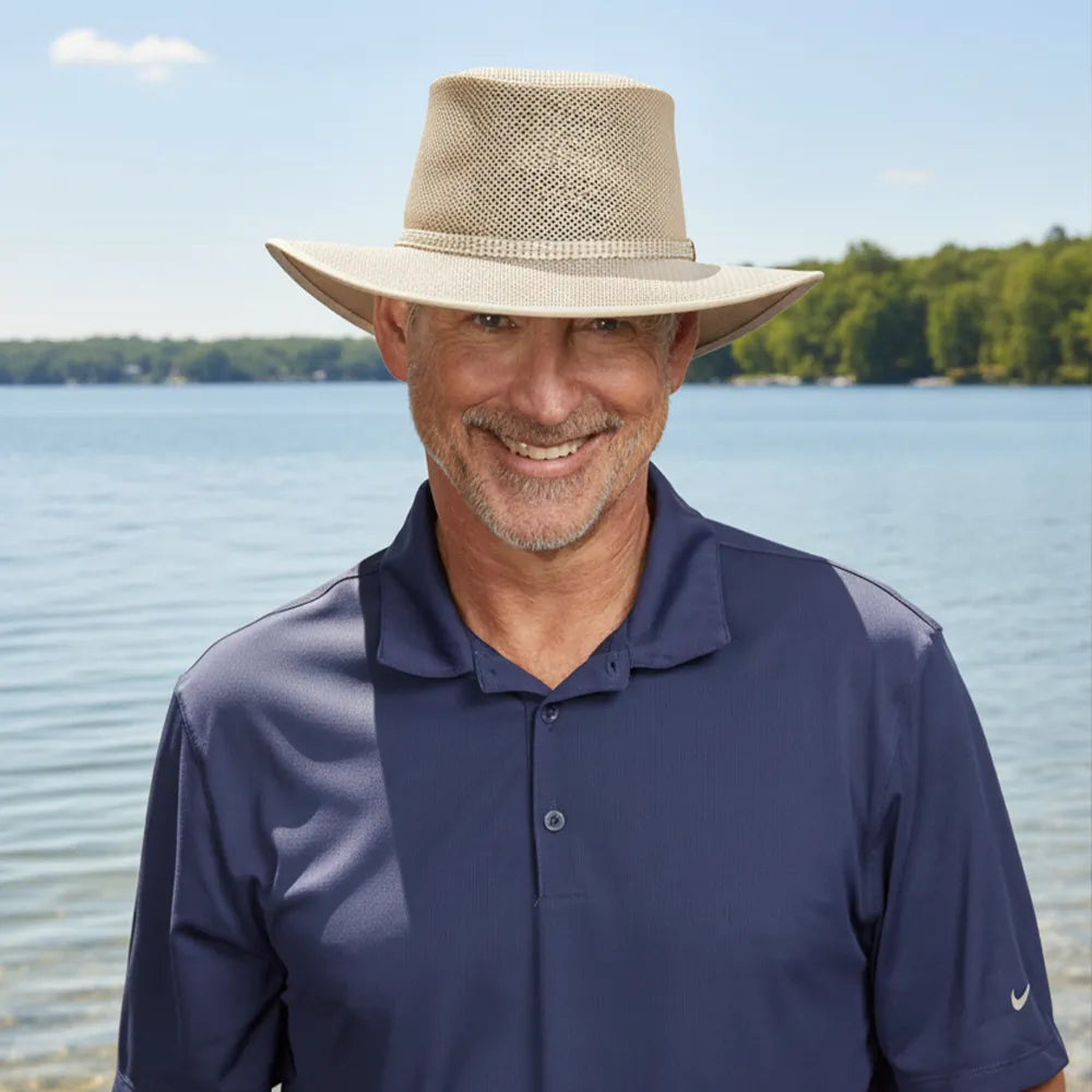 Cabana | Mens Ivory Breathable Wide Brim Sun Hat