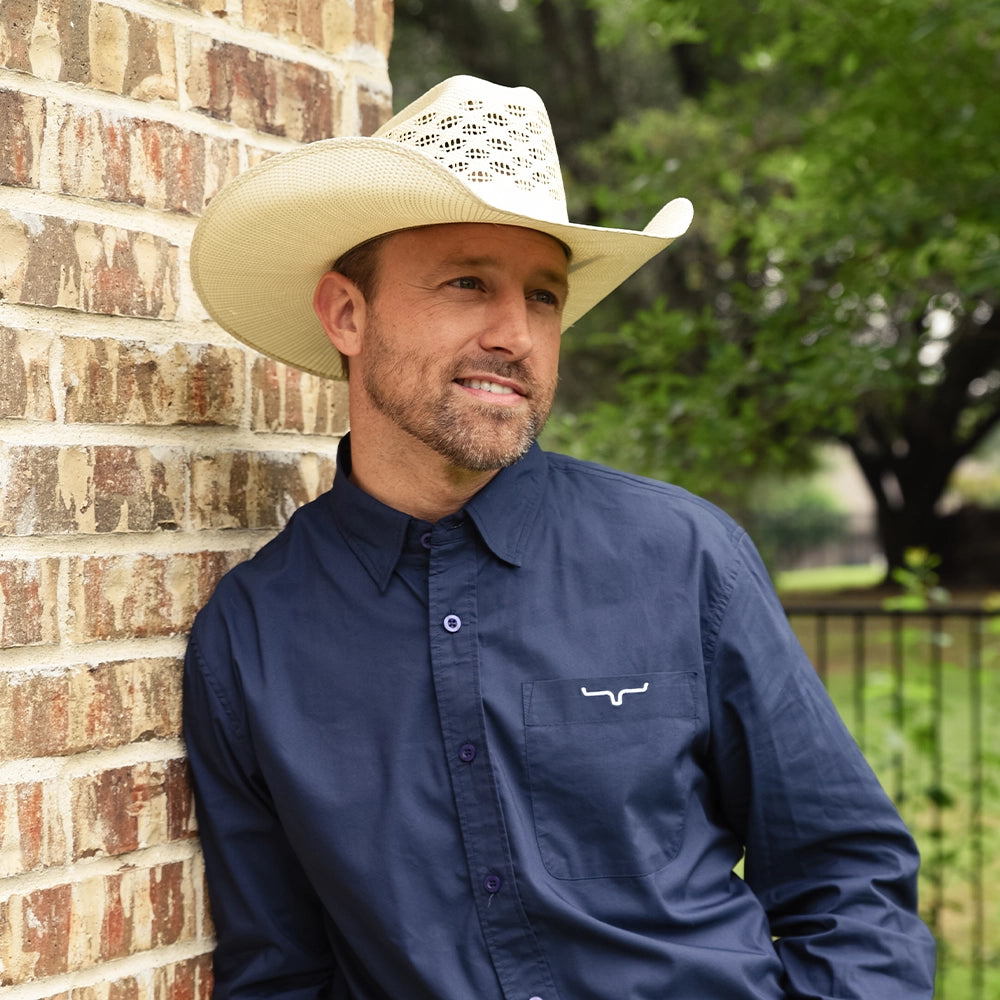 Cal | Mens Natural Vented Crown Woven Bangora Straw Cowboy Hat