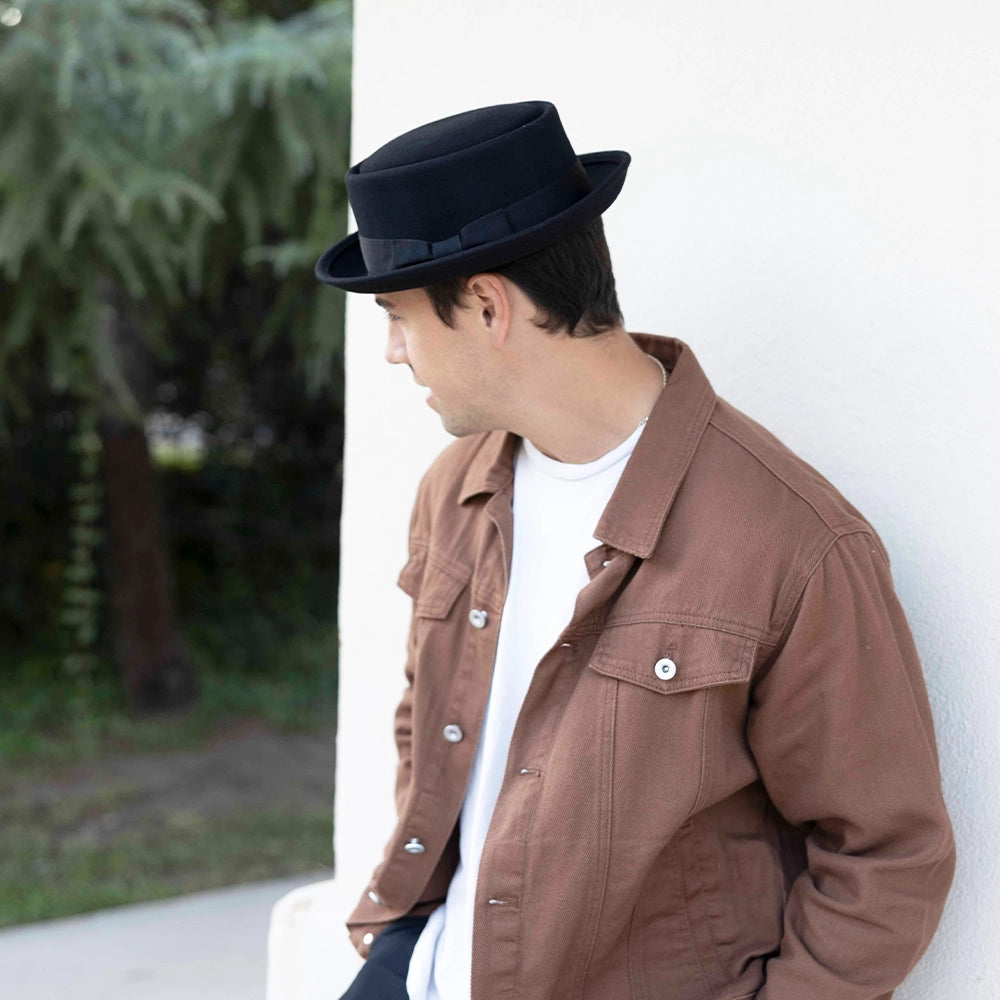 Chi-Town | Mens Black Crushable Wool Felt Pork Pie Hat