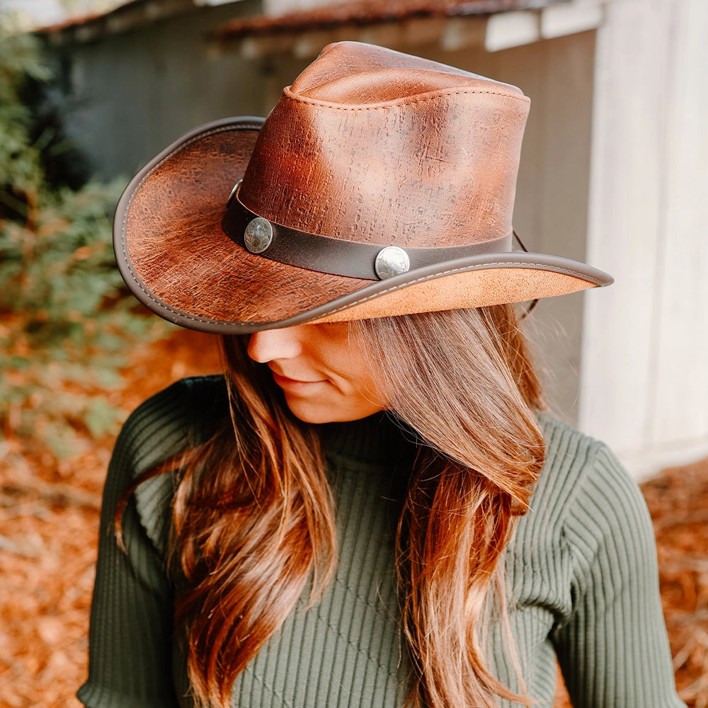 Cyclone | Womens Cobblestone Leather Cowgirl Hat