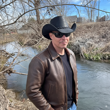 Hollywood | Mens Black Leather Cowboy Hat