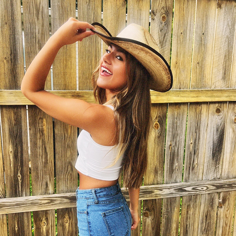 Lucas | Womens Natural Mexican Palm Cowgirl Hat
