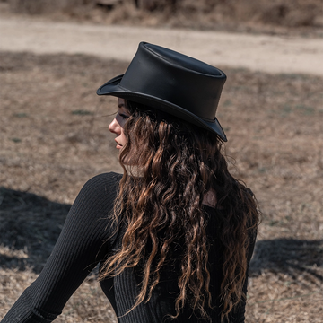 Marlow | Womens Black Leather Top Hat