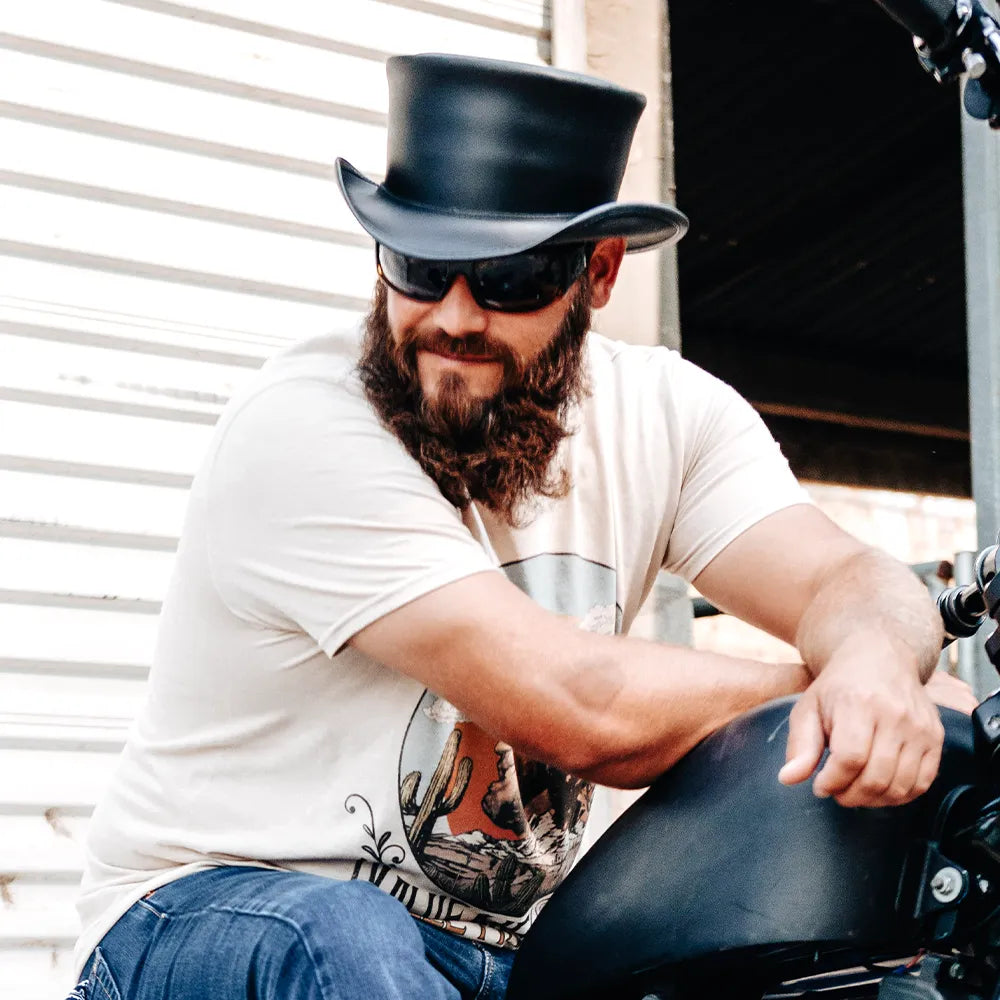 Marlow | Mens Black Leather Top Hat