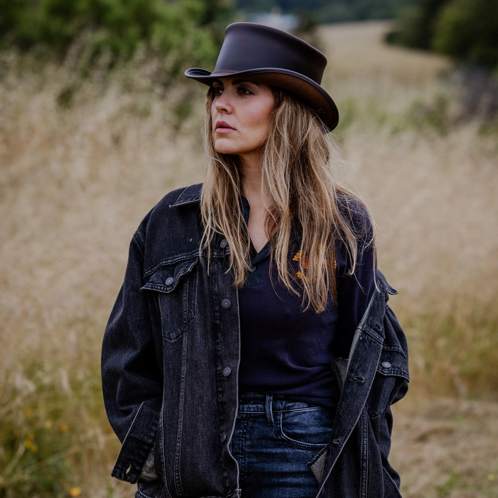 Marlow | Womens Brown Leather Top Hat