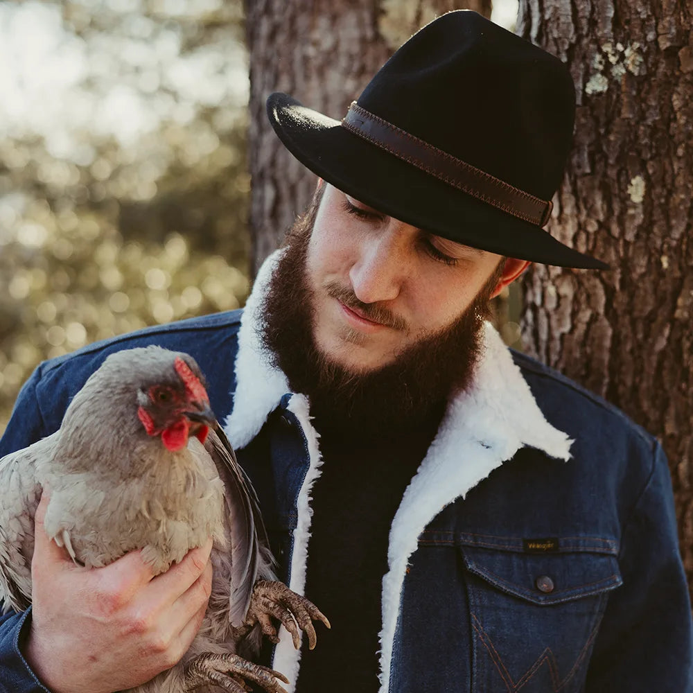 Moab | Mens Black Crushable Wool Felt Safari Hat with Leather Band