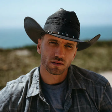 Montana | Mens Black Straw Cowboy Hat with Western Hat Band