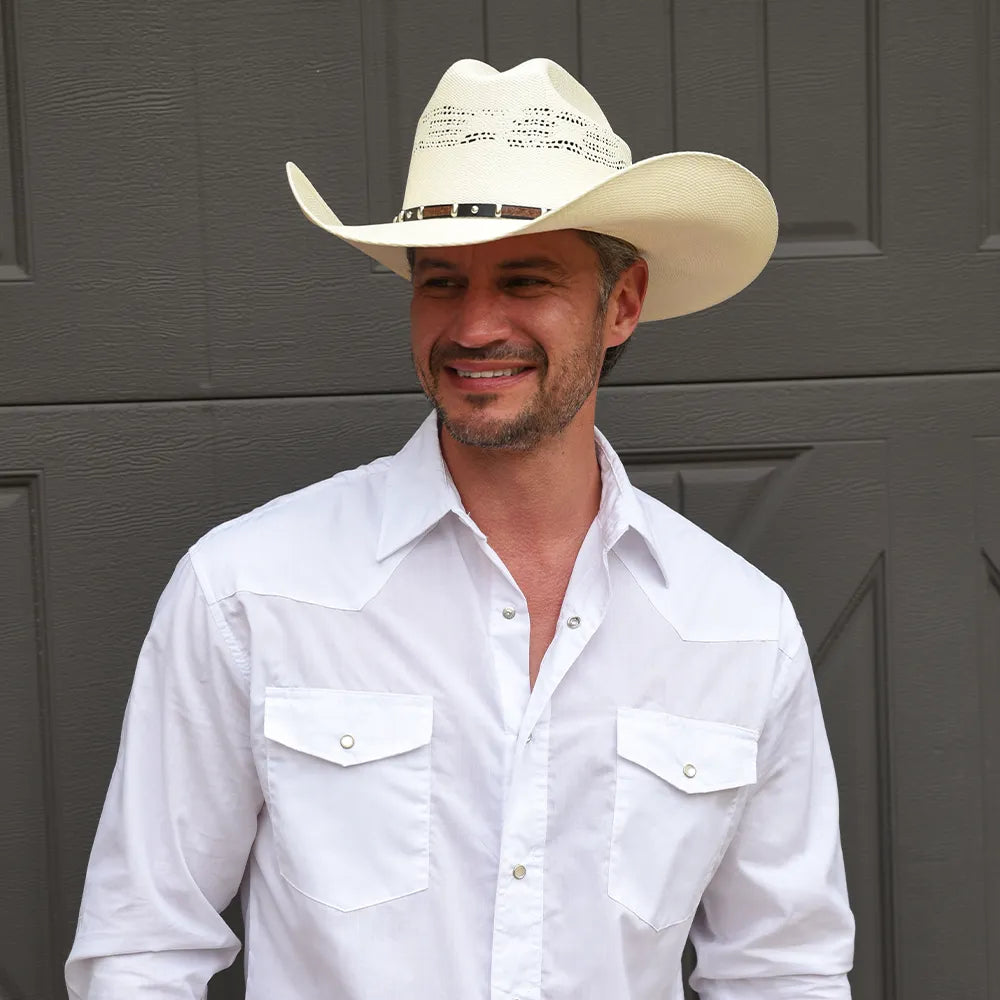 Montana | Mens Cream Straw Cowboy Hat with Western Hat Band