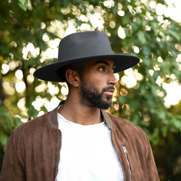 Rancher | Mens Dirty Blue Wide Brim Felt Fedora Hat