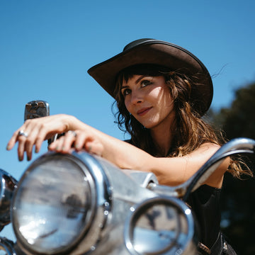 Sierra | Womens Black & Espresso Leather Cowgirl Hat