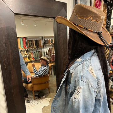 Sierra | Womens Bomber Copper Leather Cowgirl Hat