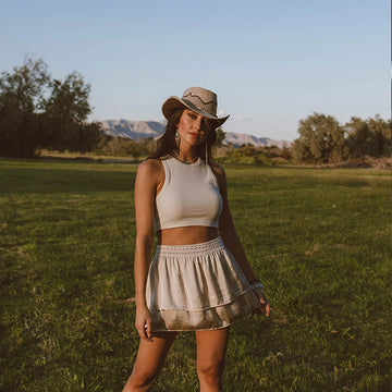 Sierra | Womens Latte Leather Cowgirl Hat