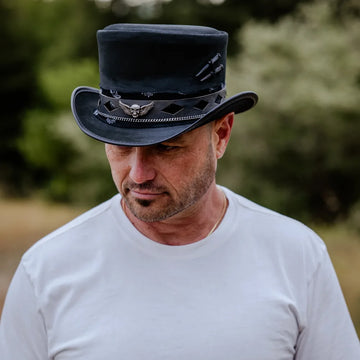 Vector | Mens Black Leather Top Hat