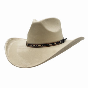 Ace High | Mens Cream Suede Teardrop Crown Rancher Cowboy Hat