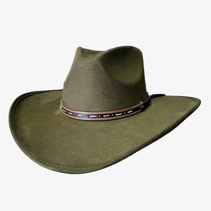 Ace High | Womens Olive Suede Teardrop Crown Rancher Cowgirl Hat