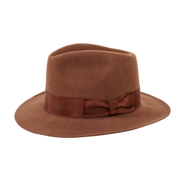 adventure brown left view fedora hat