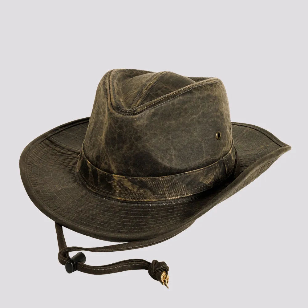 Arden | Mens Black Weathered Cotton Outback Hat