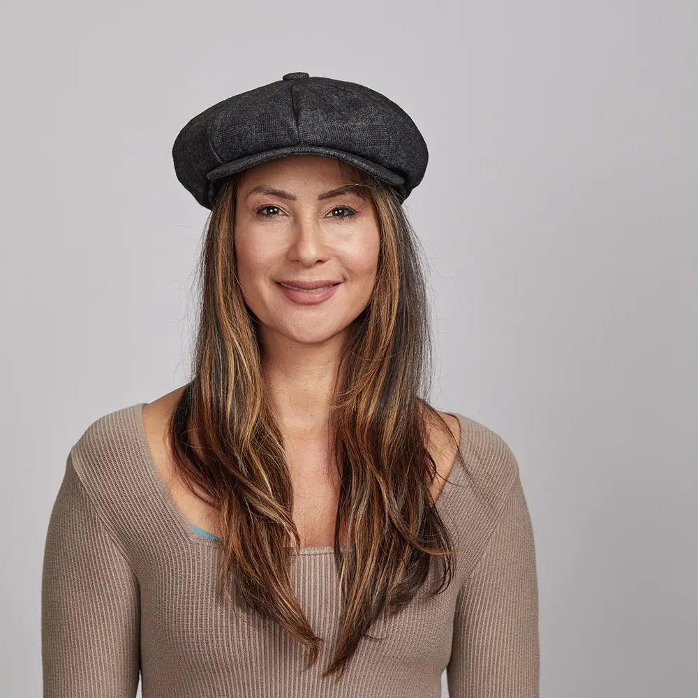 Argo | Womens Charcoal 8 Panel Newsboy Cap