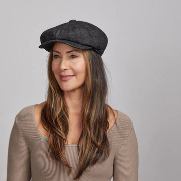 Argo | Womens Charcoal 8 Panel Newsboy Cap