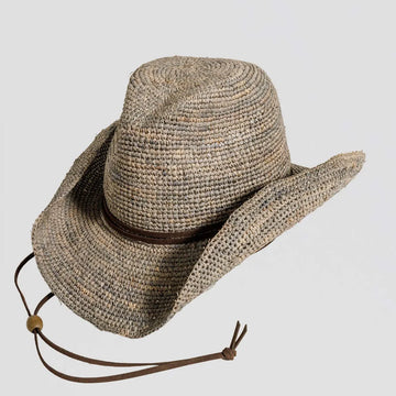 Avalon | Womens Seal Raffia Braid Crocheted Western Straw Cowgirl Hat