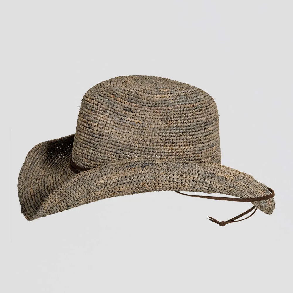 Avalon | Womens Seal Raffia Braid Crocheted Western Straw Cowgirl Hat