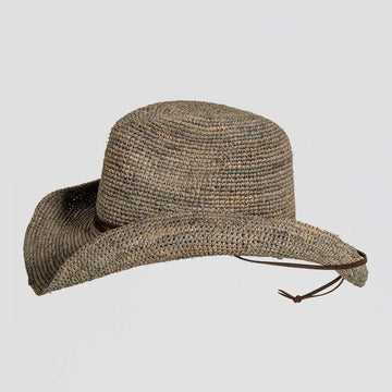 Avalon | Womens Seal Raffia Braid Crocheted Western Straw Cowgirl Hat