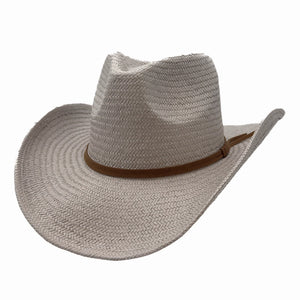 Avery | Womens Gray Pinch Front Western Curled Straw Cowgirl Hat
