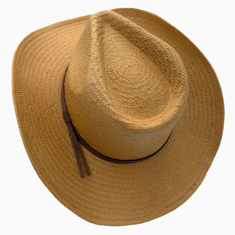 Avery | Womens Tea Pinch Front Western Curled Straw Cowgirl Hat