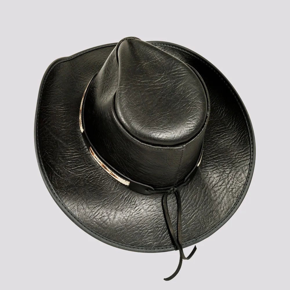 Badlands | Mens Black Buffalo Leather Cowboy Hat