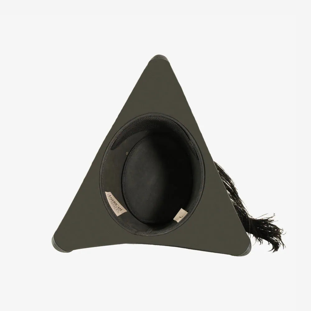 Barbossa | Mens Black Leather Tricorn Hat with Feather Plume