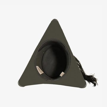 Barbossa | Mens Black Leather Tricorn Hat with Feather Plume