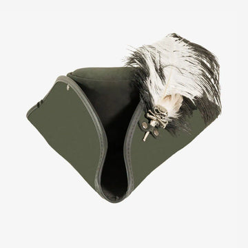 Barbossa | Mens Black Leather Tricorn Hat with Feather Plume