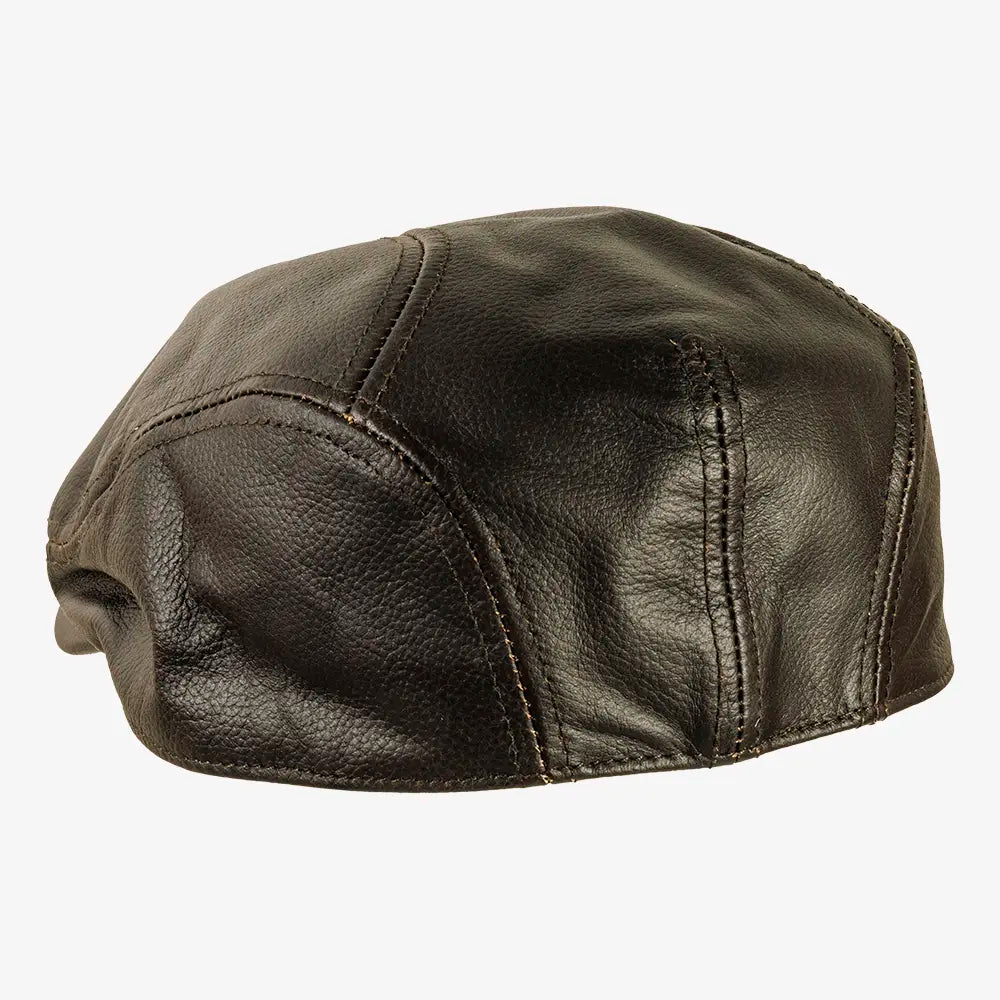 Bookie | Mens Brown Leather Flat Cap
