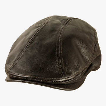 Bookie | Mens Brown Leather Flat Cap