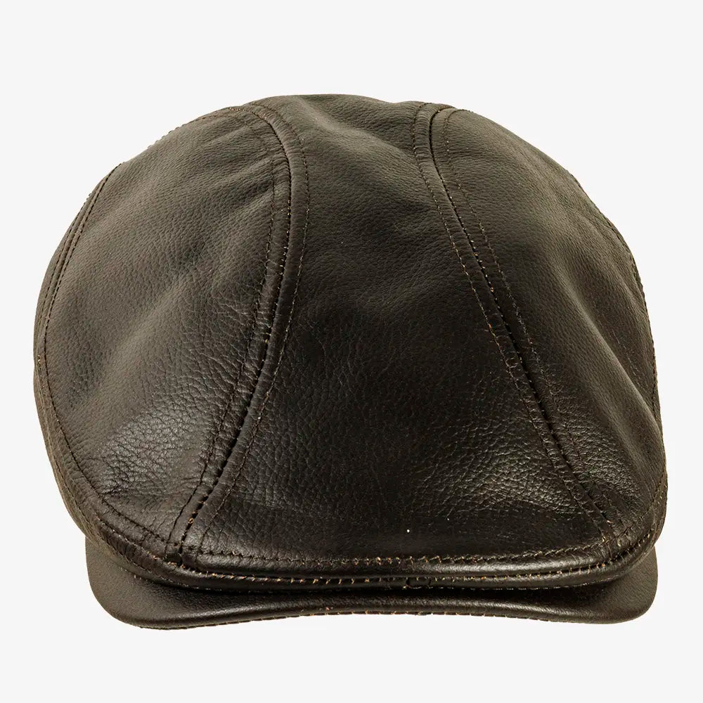 Bookie | Mens Brown Leather Flat Cap