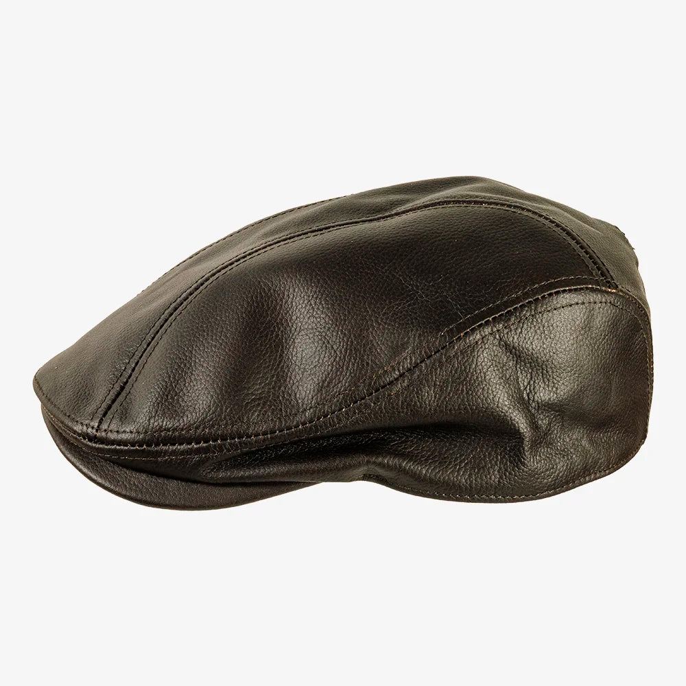 Bookie | Mens Brown Leather Flat Cap