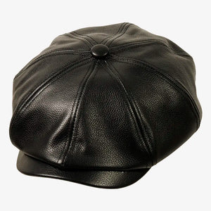 Bourbon St | Mens Black Leather Cap