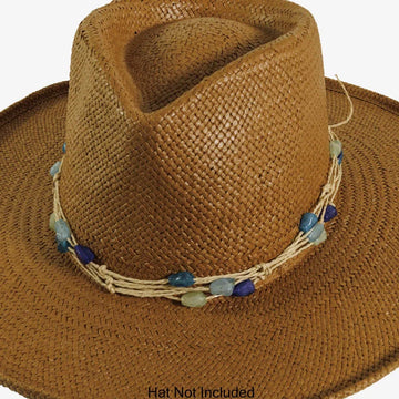 Bragg | Opaque Stones Tied on Natural Twine Hat Band