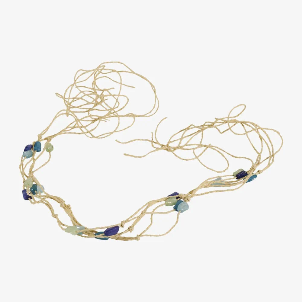 Bragg | Opaque Stones Tied on Natural Twine Hat Band