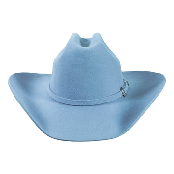 Light blue cowboy hat on a white background