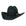 Black cowboy hat with a belt buckle on a light gray background