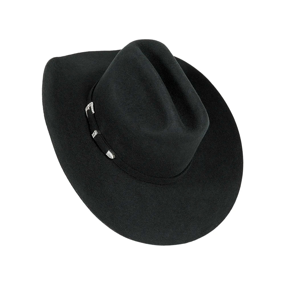 Black cowboy hat on a white background