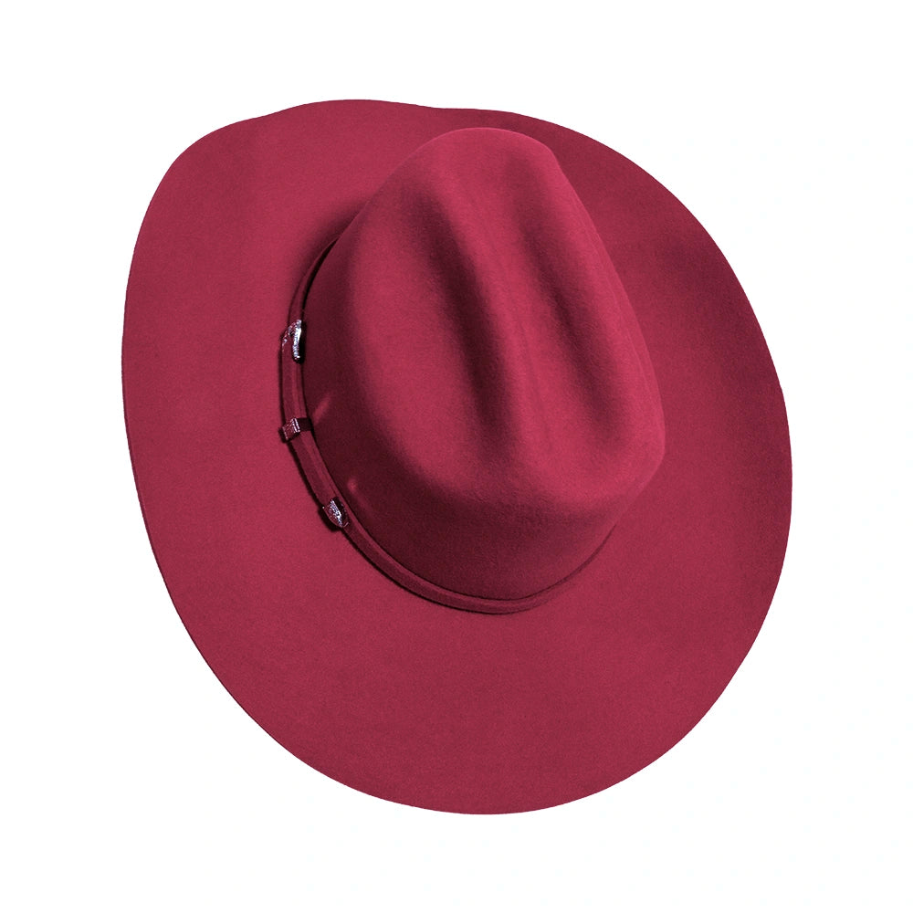 Maroon cowboy hat on a white background