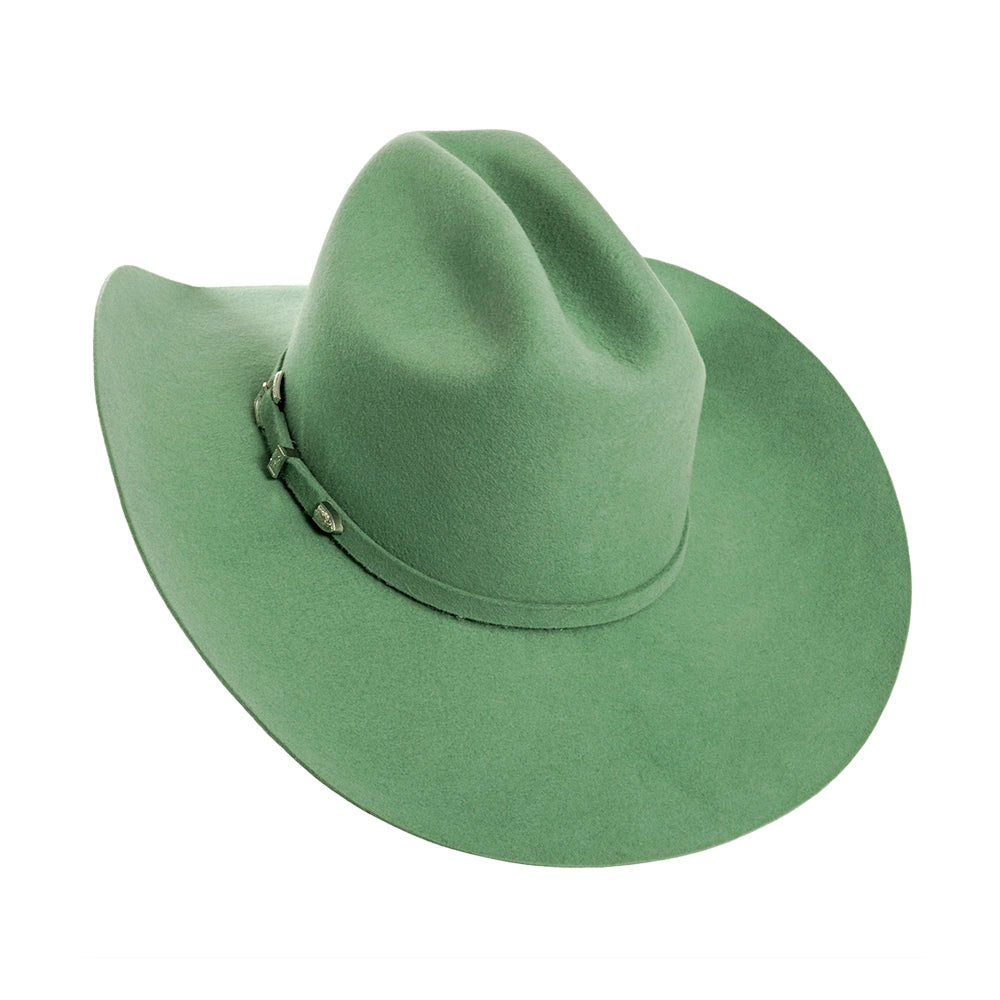 Green cowboy hat on a white background