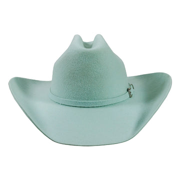 Light blue cowboy hat on a white background
