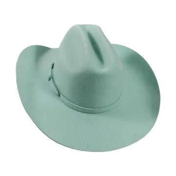 Light blue cowboy hat on a white background